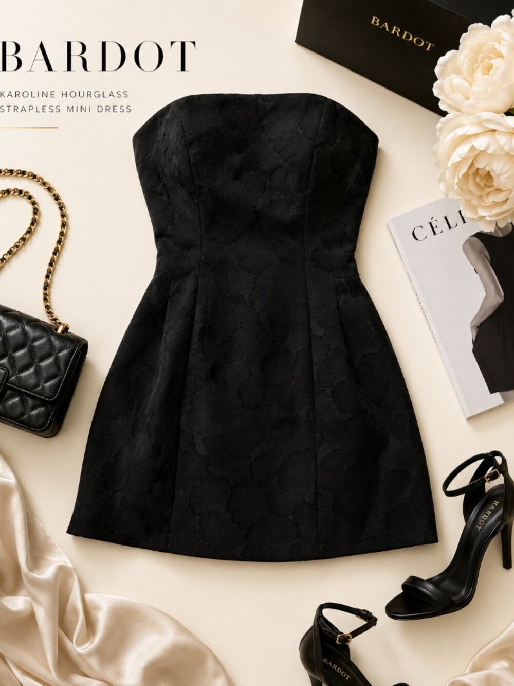 Bardot Karoline Hourglass Black Mini Dress Size 8 NWT Cocktail - Picture 4 of 5